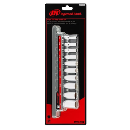 Ingersoll-Rand 10Pc 3/8" Drive SAE Deep Socket Set (IR) 752050